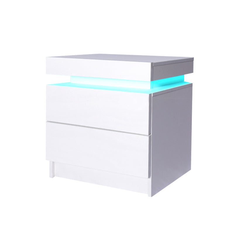 Levede Bedside Tables Drawers RGB LED Storage Cabinet High Gloss Nightstand