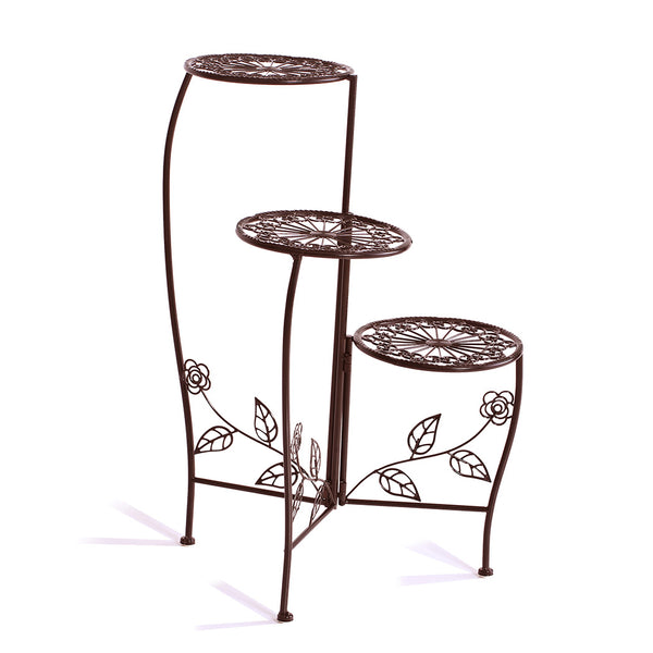 Plant Stand Outdoor Indoor Flower Pots Garden Metal Corner Shelf Wrought Iron