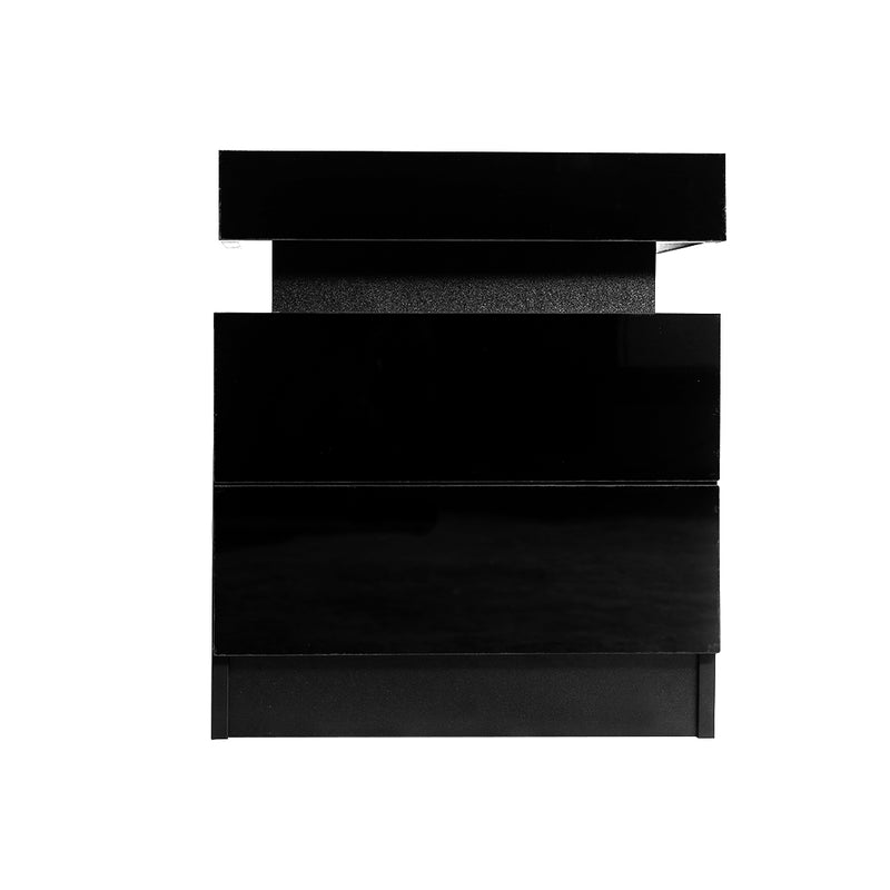 Levede Bedside Tables Drawers RGB LED Side Table High Gloss Nightstand Cabinet