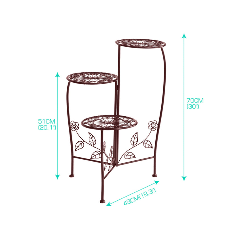 Plant Stand Outdoor Indoor Flower Pots Garden Metal Corner Shelf Wrought Iron