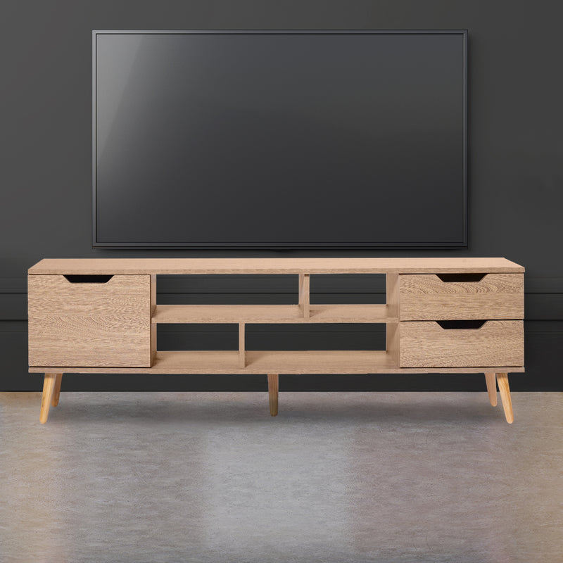 Levede TV Cabinet Entertainment Unit Stand Storage Drawer Wooden Shelf Oak 140cm