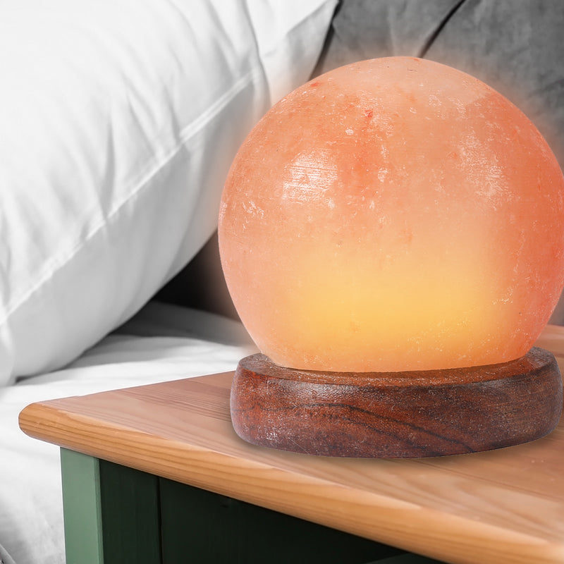 Himalayan Salt Lamp Globe USB Natural Crystal Rock Cord Night Light Lamps Globes