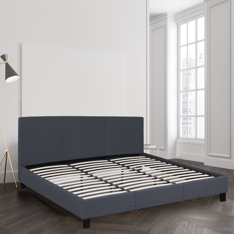 Milano Sienna Luxury Bed with Headboard (Model 2) - Charcoal No.35 - Double