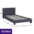 Milano Sienna Luxury Bed with Headboard (Model 2) - Charcoal No.35 - Double