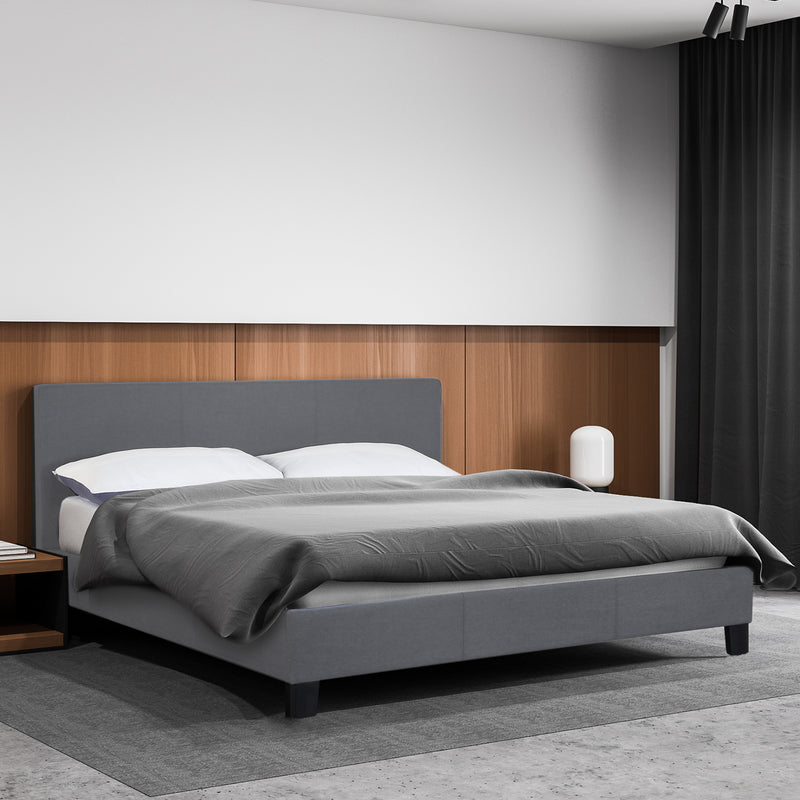 Milano Sienna Luxury Bed with Headboard (Model 2) - Grey No.28 - Queen