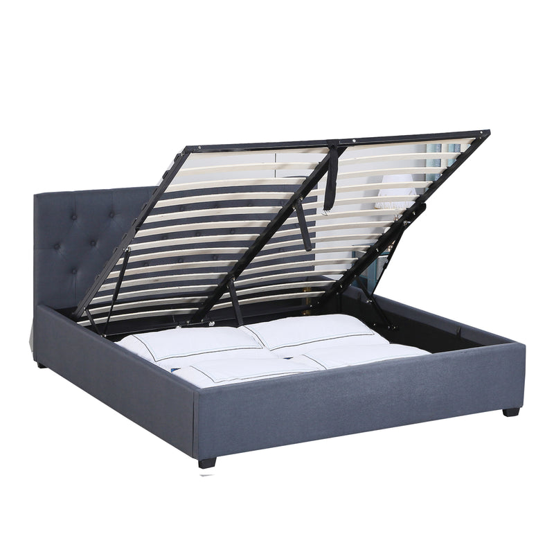 Milano Capri Luxury Gas Lift Bed With Headboard (Model 3) - Charcoal No.35 - Single