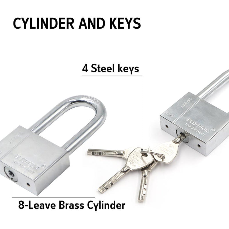 BLOSSOM PADLOCK STEEL CP RECTANGLE HD LONG SHACKLE 60MM