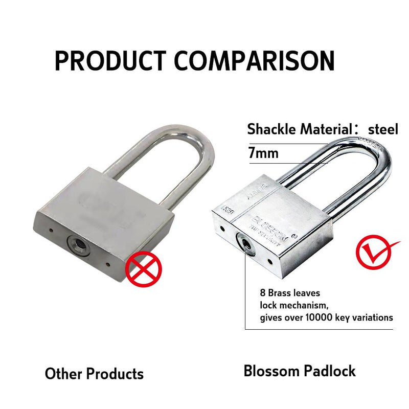 BLOSSOM PADLOCK STEEL CP RECTANGLE HD LONG SHACKLE 40MM