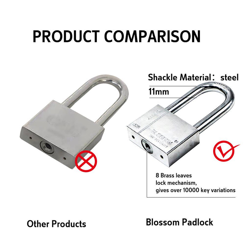 BLOSSOM PADLOCK STEEL CP RECTANGLE HD LONG SHACKLE 60MM