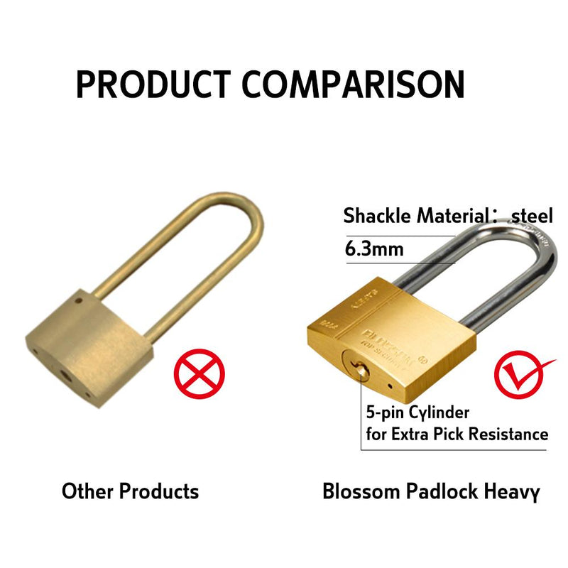 BLOSSOM PADLOCK BRASS HEAVY DUTY 40MM LONG SHACKLE