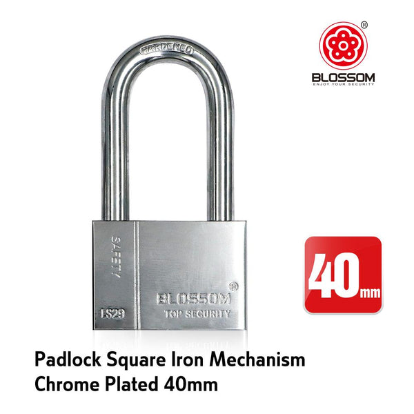 BLOSSOM PADLOCK STEEL CP RECTANGLE HD LONG SHACKLE 40MM