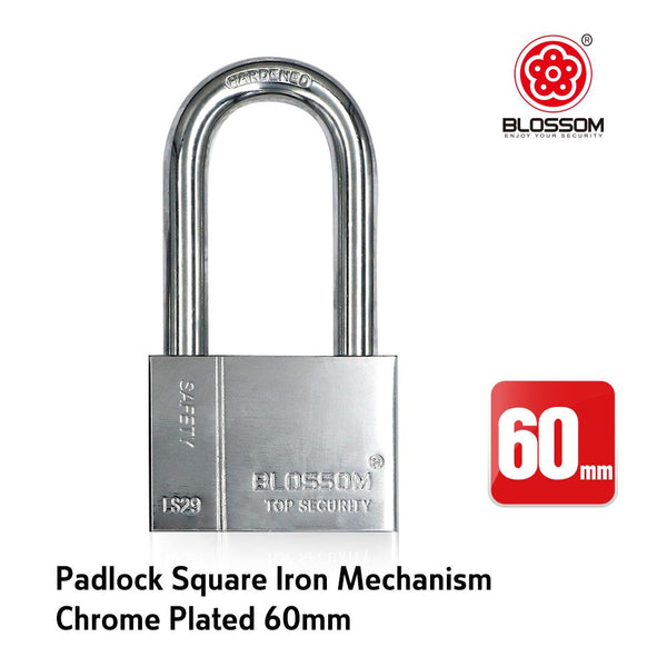 BLOSSOM PADLOCK STEEL CP RECTANGLE HD LONG SHACKLE 60MM