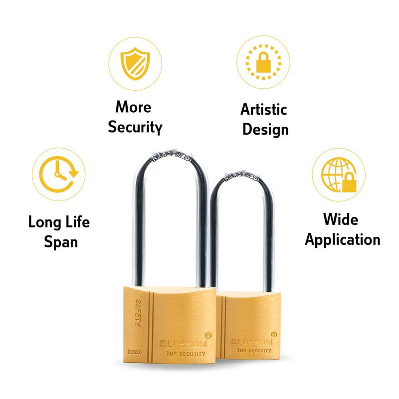 BLOSSOM PADLOCK BRASS HEAVY DUTY 40MM LONG SHACKLE