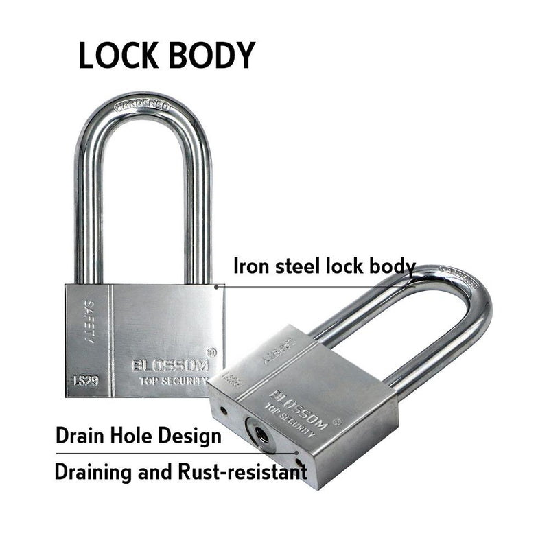 BLOSSOM PADLOCK STEEL CP RECTANGLE HD LONG SHACKLE 60MM