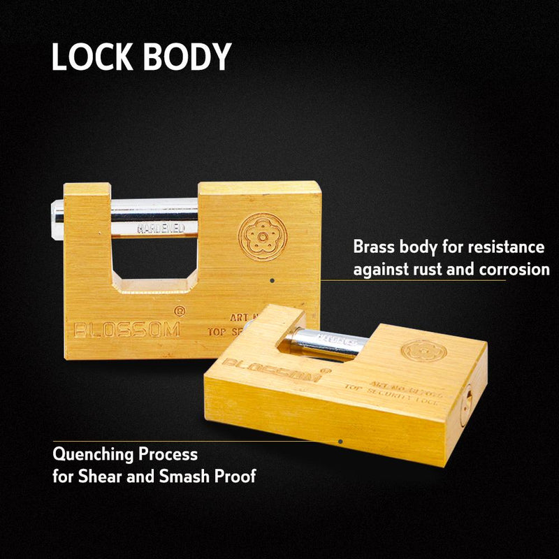 BLOSSOM PADLOCK BLOCK BRASS 60MM