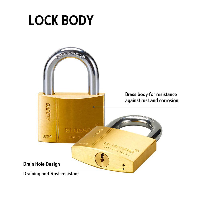 BLOSSOM PADLOCK BRASS HEAVY DUTY 30MM KEY ALIKE 4PCS