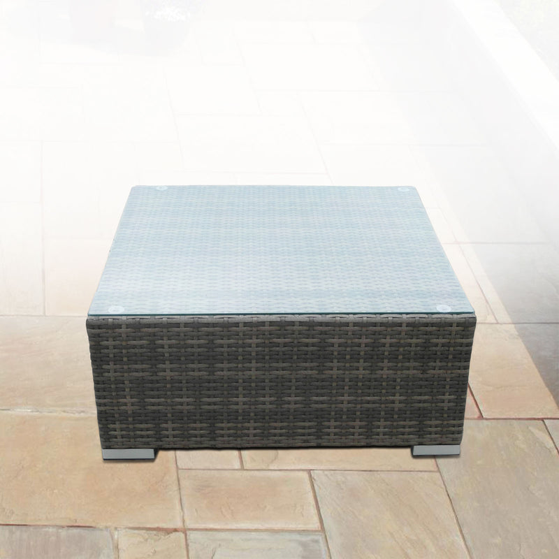 Milano Outdoor 9 Piece Oatmeal Rattan Sofa Set - Black Coating & Grey Seats (6 Boxes)