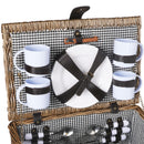 Picnic Basket Set 4 Person Willow Baskets Deluxe Outdoor Travel Camping Travel