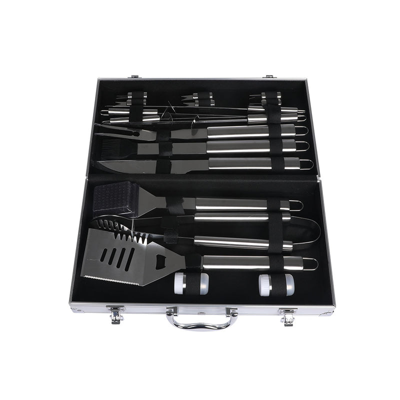 18Pcs Stainless Steel BBQ Tool Set Outdoor Barbecue Utensil Aluminium Grill Cook