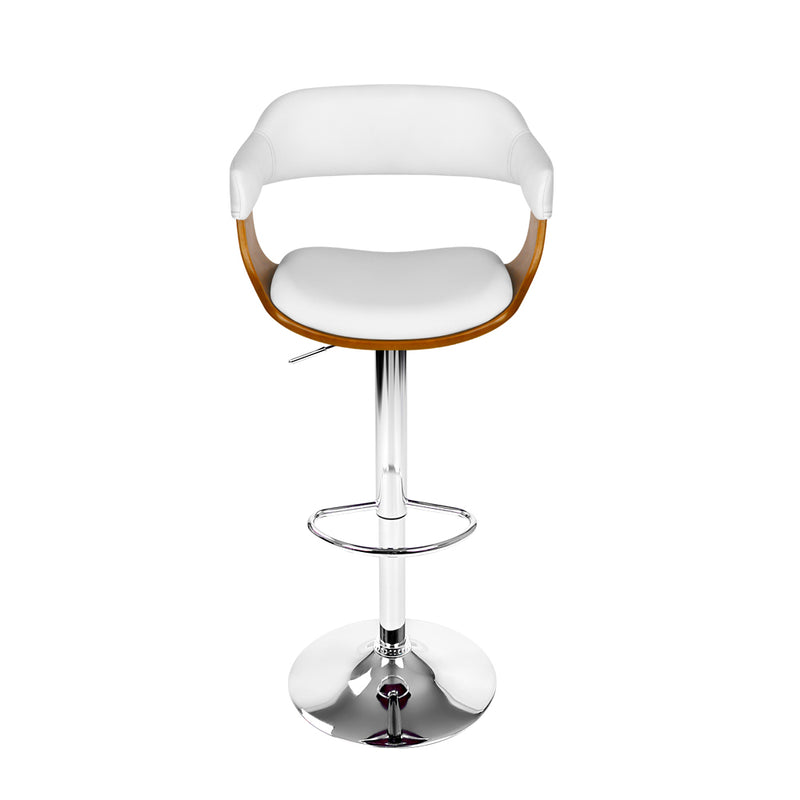 Artiss Wooden PU Leather Bar Stool - White and Chrome