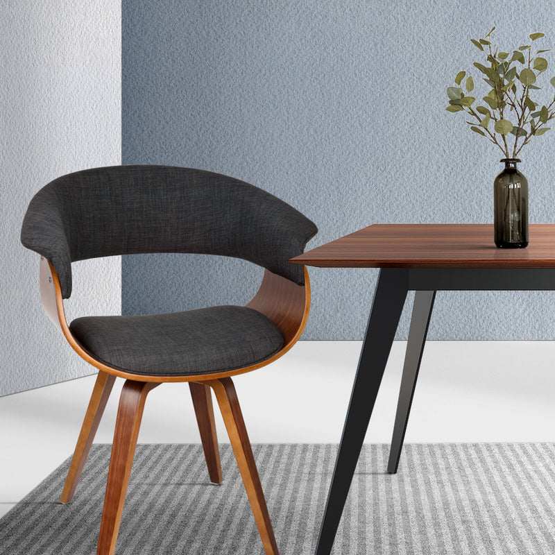 Artiss Timber Wood and Fabric Dining Chair - Charcoal