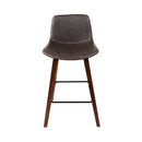 Artiss Set of 2 PU Leather Bar Stools Square Footrest - Wood and Brown