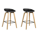 Artiss Set of 2 Wooden Square Footrest Bar Stools - Black