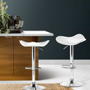 Artiss Set of 2 Gas Lift Bar Stools PU Leather - White and Chrome