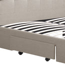 Levede Bed Frame King Fabric With Drawers Storage Beige