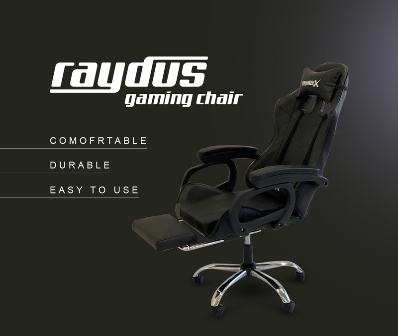 Gaming Office Chairs Computer Seating Racing With Back Massage Pointer And Recliner Footrest- Black