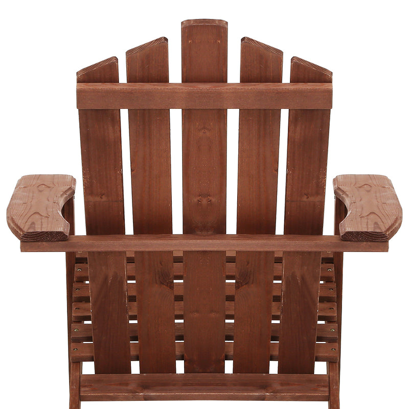 Gardeon Outdoor Sun Lounge Beach Chairs Table Setting Wooden Adirondack Patio Brown Chair