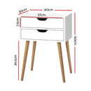 Artiss Bedside Tables Drawers Side Table Nightstand Wood Storage Cabinet White