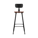 Set of 2 Artiss Bar Stools Pinewood Metal - Black and Wood