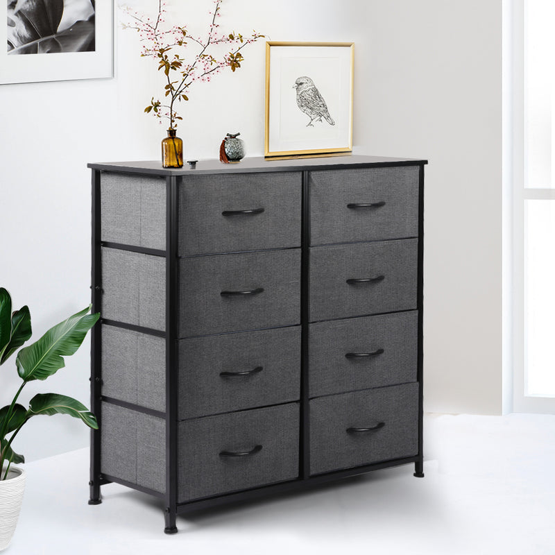 Levede Storage Cabinet Tower Chest of Drawers Dresser Tallboy 8 Drawer Dark Grey