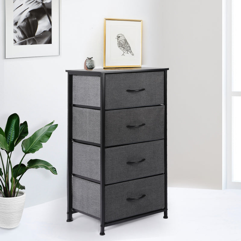 Levede Storage Cabinet Tower Chest of Drawers Dresser Tallboy 4 Drawer Dark Grey