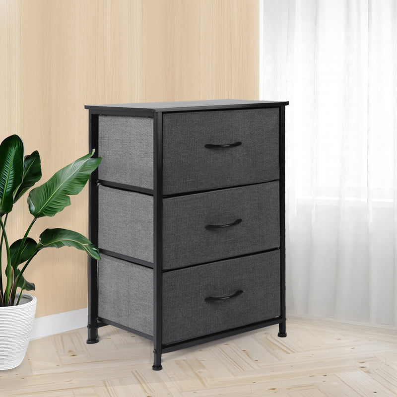 Levede Storage Cabinet Tower Chest of Drawers Dresser Tallboy 3 Drawer Dark Grey