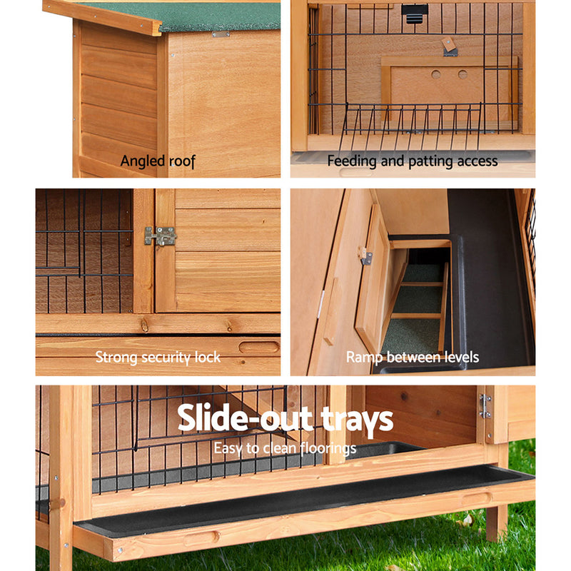 i.Pet 2 Storey Wooden Rabbit Hutch