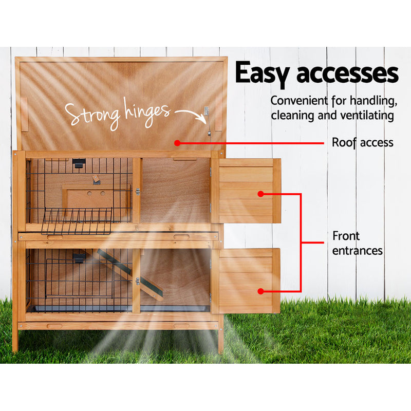 i.Pet 2 Storey Wooden Rabbit Hutch