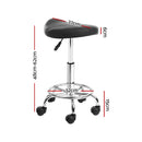 Artiss set of 2 SADDLE Salon Stool Black PU Swivel Barber Hair Dress Chair Hydraulic Lift