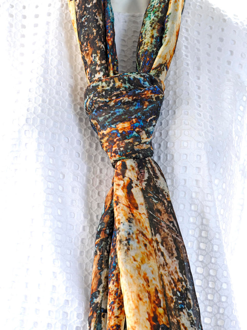 Silk Chiffon Scarf Eucalyptus Bark