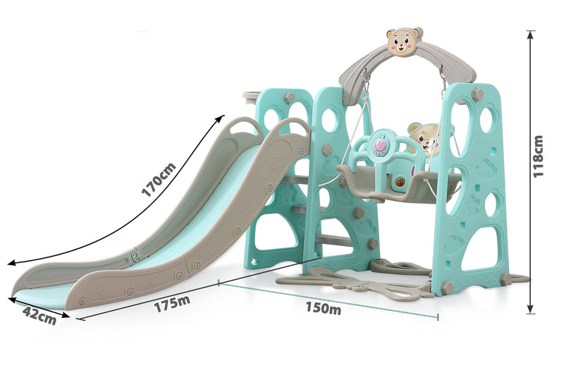 BoPeep Kids Slide Swing Basketball Ring Activity Center Toddlers Play Set Blue