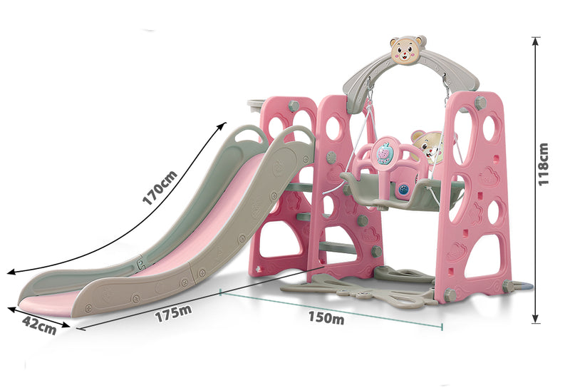 BoPeep Kids Slide Swing Basketball Ring Activity Center Toddlers Play Set Pink