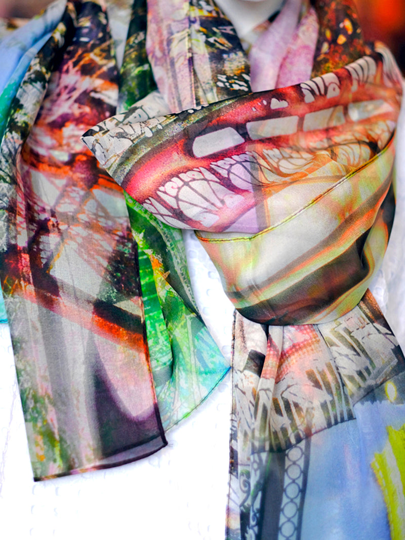 Silk Chiffon Scarf Paris Montage