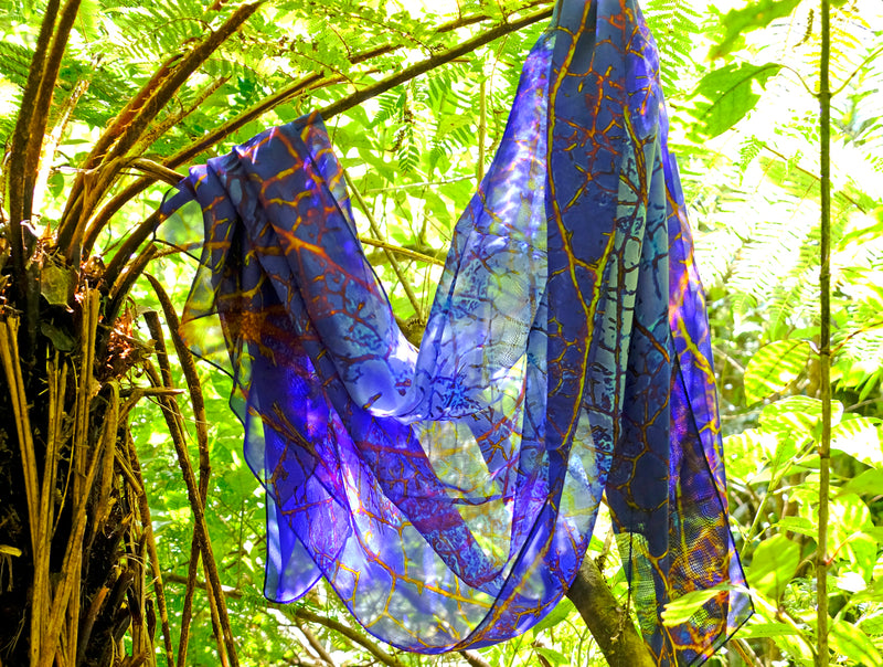 Silk Chiffon Scarf Leaf's Web