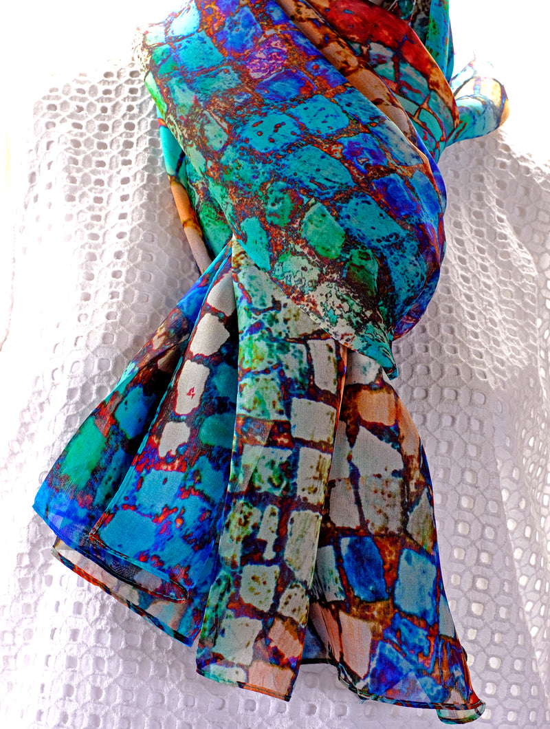 Silk Chiffon Scarf Dolphin