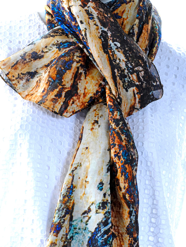 Silk Chiffon Scarf Eucalyptus Bark