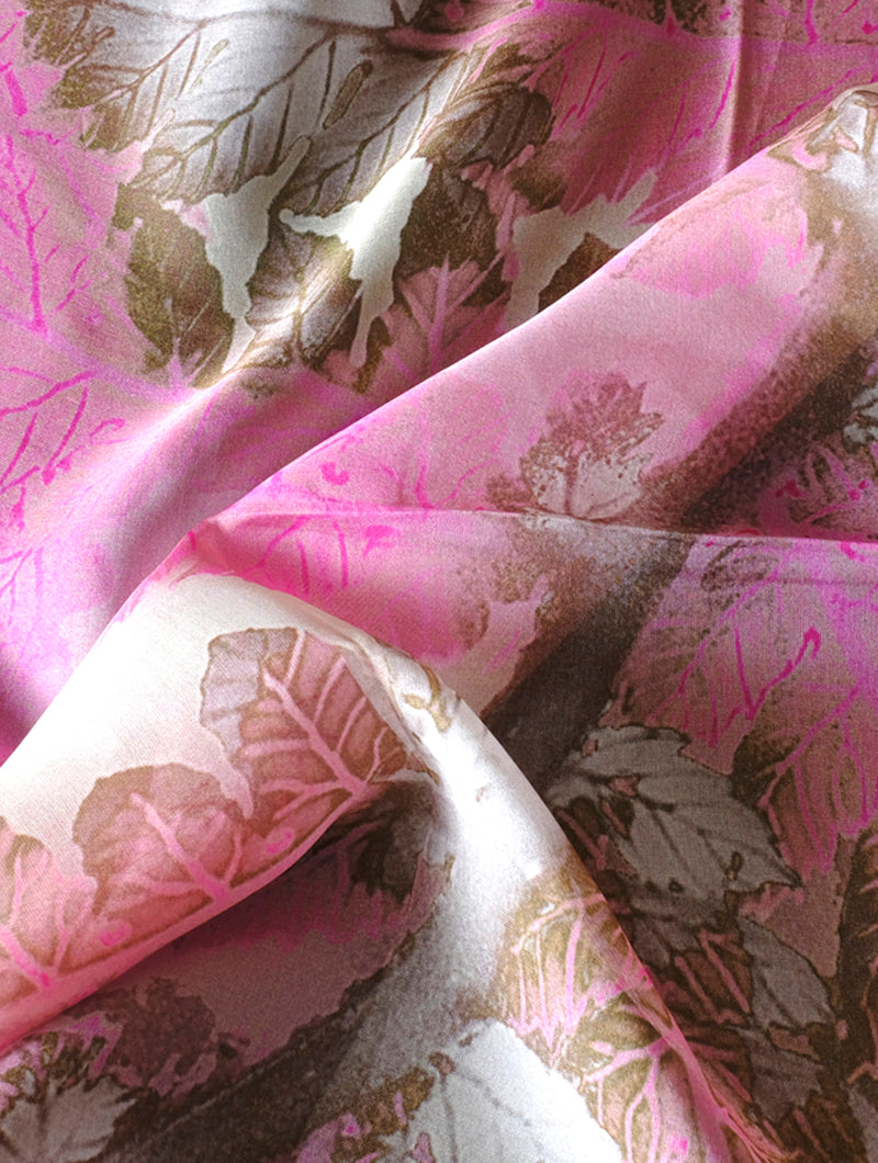 Silk Chiffon Scarf Pink Tree Fern