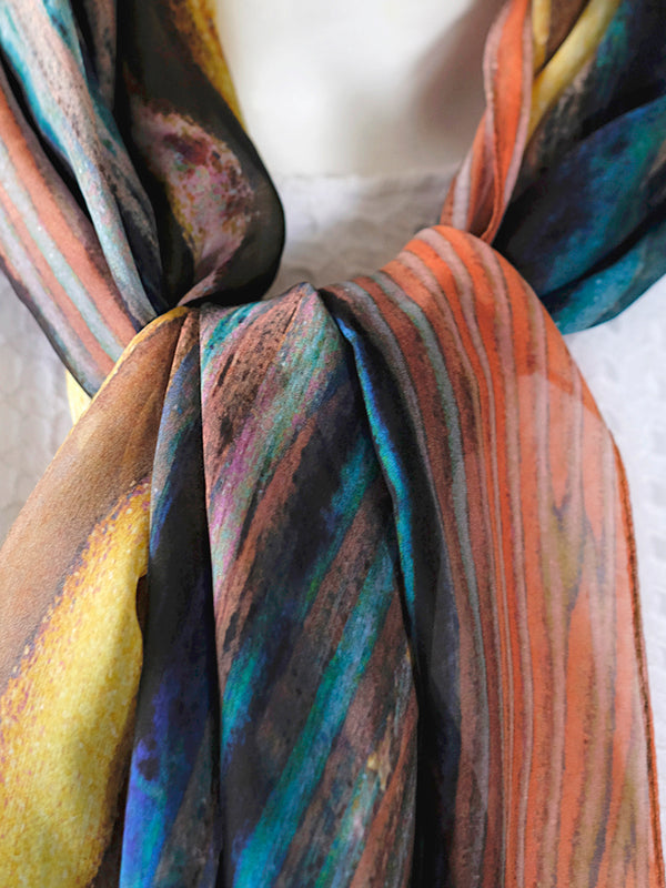 Silk Chiffon Scarf Waves