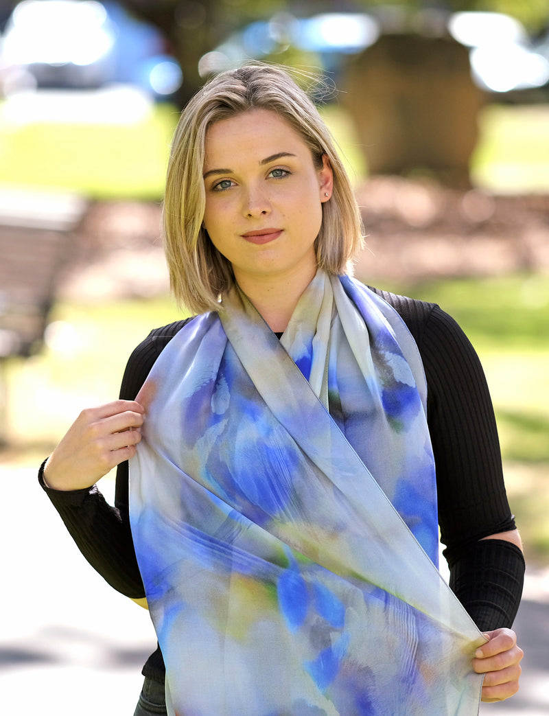 Silk Chiffon Scarf Superb Fairywren