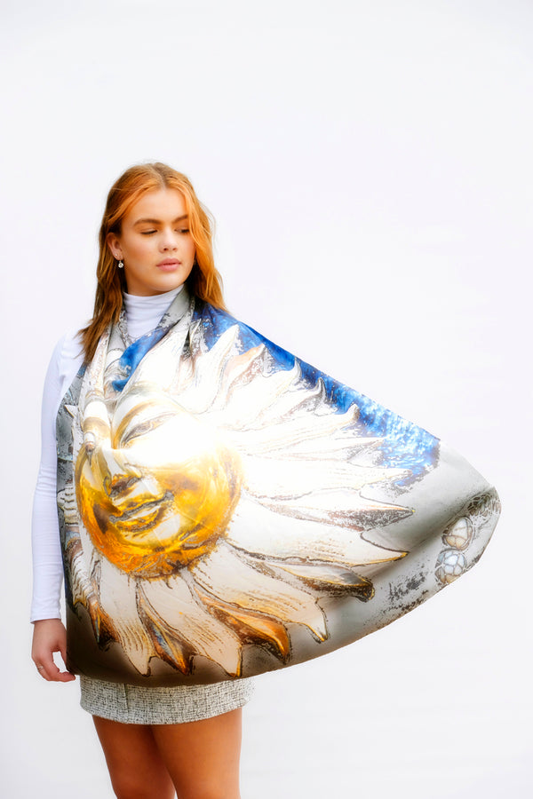 Silk Twill Scarf Face in the Sun